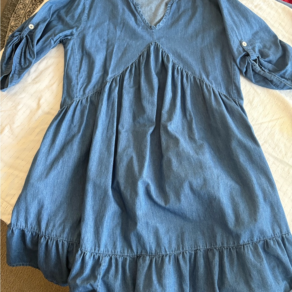 June + Vie Blue Denim Top